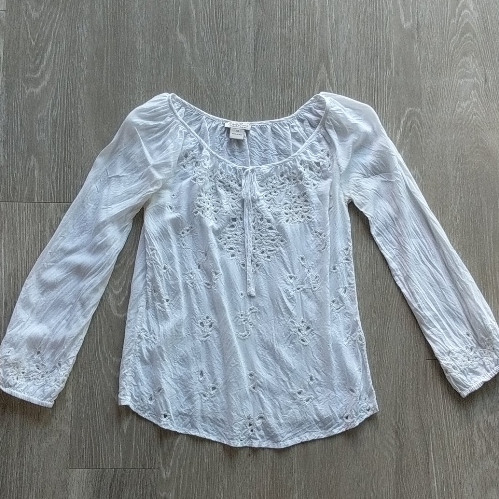 Lucky Brand White Long Sleeve Blouse - XS - Picture 1 of 5